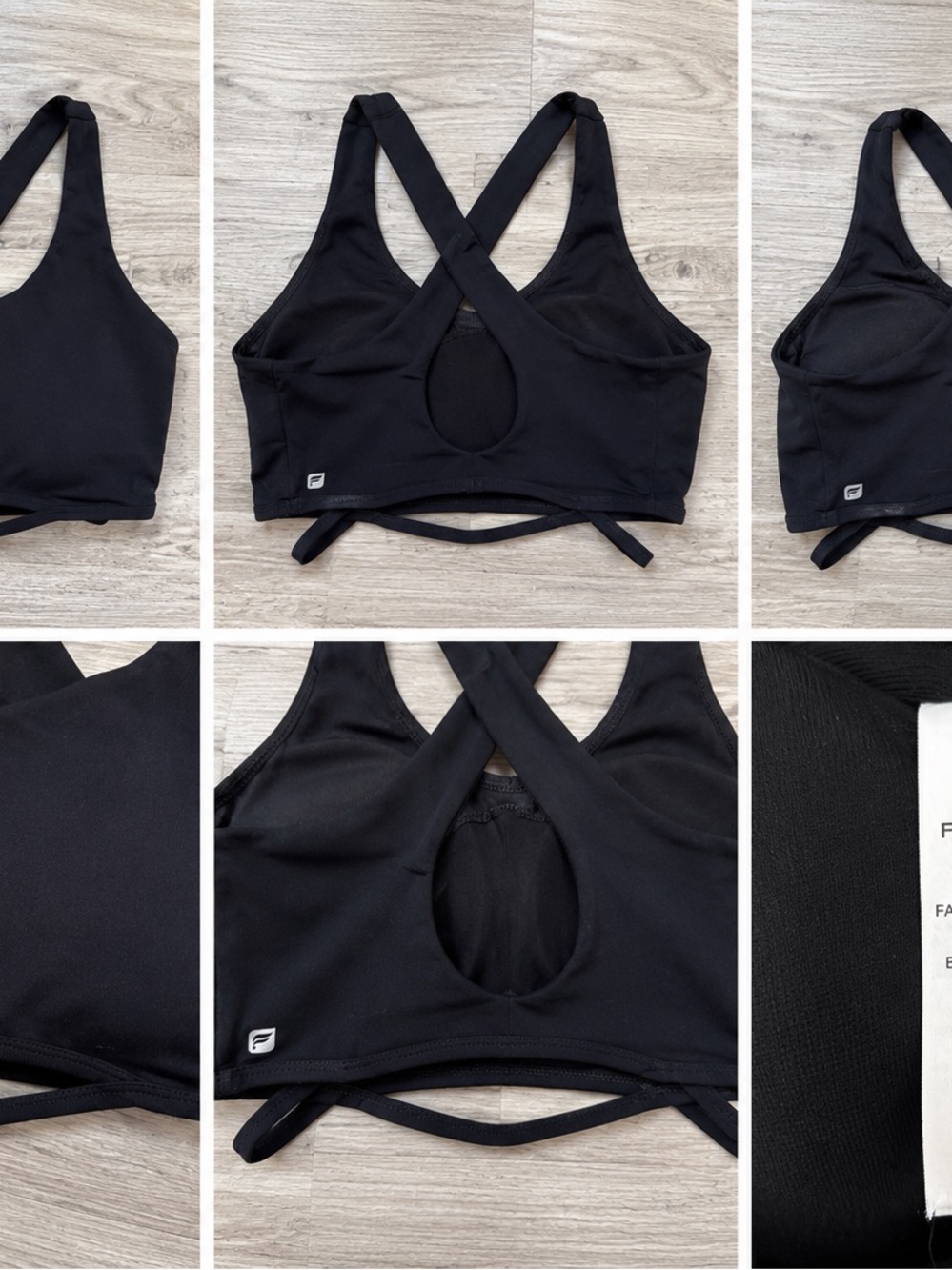 Fabletics Black Cross-Back Keyhole Sports Bra
